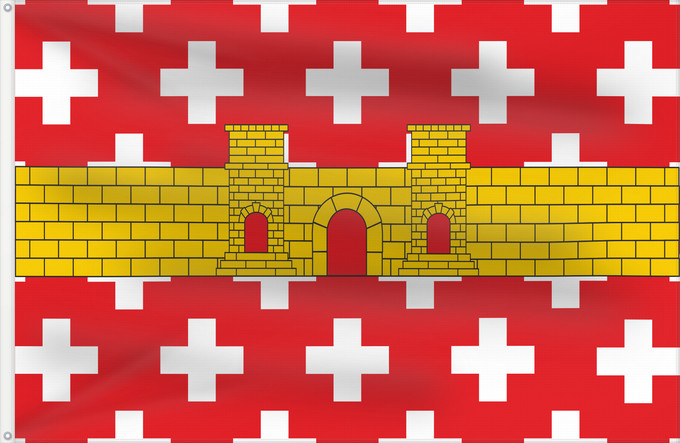Bandera, con dos ojales metálicos y lado del asta reforzado: Regencós Regencós Bandera apaisada Regencós Bandera apaïsada