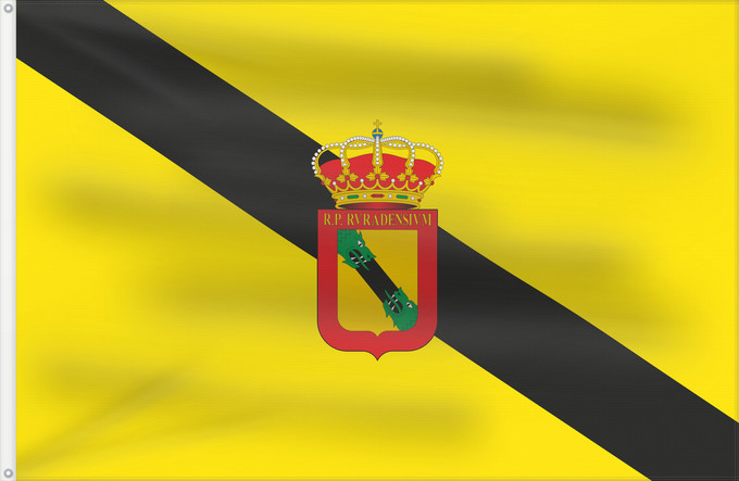 Bandera, con dos ojales metálicos y lado del asta reforzado: Rus  Jaén	Rus, Jaén, Spain	Rus (Jaén)	Rus, Jaén, España