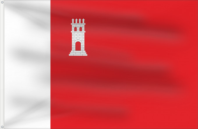 Bandera, con dos ojales metálicos y lado del asta reforzado: Santa Bàrbara Apaisada Apaïsada