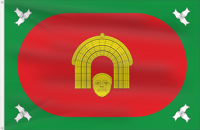 Flag, with two metal eyelets and reinforced hoist: Sesué Sesué-Huesca-España Paño rojo