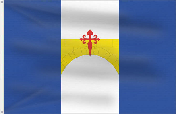 Bandera, con dos ojales metálicos y lado del asta reforzado: Villanueva de Huerva Villanueva de Huerva De proporciones 2/3, dividida en tres franjas verticales iguales