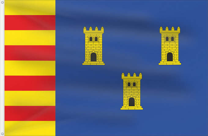 Bandera, con dos ojales metálicos y lado del asta reforzado: Villarquemado	Villarquemado-Teruel-Spain	Villarquemado-Teruel
