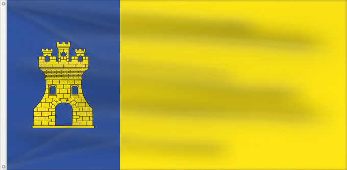 Bandera, con dos ojales metálicos y lado del asta reforzado: Zurgena	Zurgena  Almería province - Spain	Municipio de Zurgena  Almería - España Según la descripción Rectangular