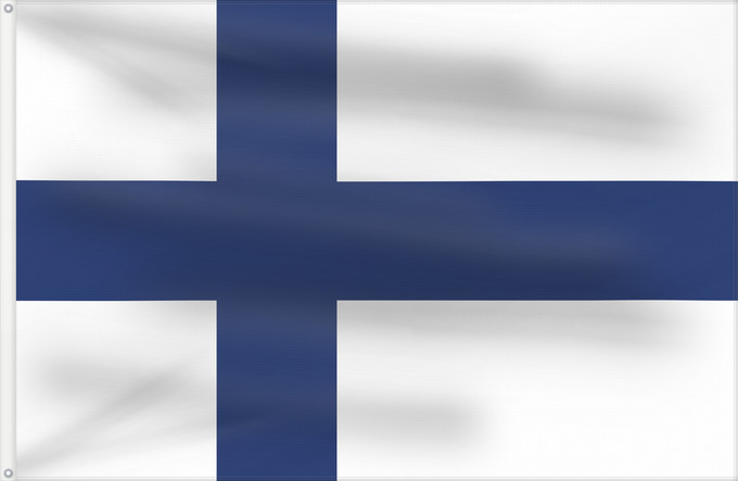 Flagge, mit zwei Metallösen und verstärktem Besatzband: Finland	Finlande	Finlandia	Finnland	Finlandese	Finlândia	Finlandii	علم فنلندا	Сцяг Фінляндыі	Национално знаме на Финландия	Finská vlajka	Finlands	Σημαία της Φινλανδίας	Finnlando	Soome lipp	پرچم فنلاند	Suomen	Fionlainne	Finnország	Finnlands	Finniae	Finnesc
