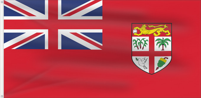 Bandera, con dos ojales metálicos y lado del asta reforzado: Civil Ensign of Fiji	Fiji - Civil Ensign	Fidji - Pavillon Civil	Fiyi - Pabellón Civil	Fidschi - Zivilschiffsflagge	Figi - Insegna Civile