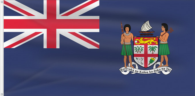 Flagge, mit zwei Metallösen und verstärktem Besatzband: Fiji  1924–1970	Fiji from 1924 to 1970	Fidji (1924–1970)	Fiyi (1924–1970)	Fidschi (1924–1970)	Figi (1924–1970)