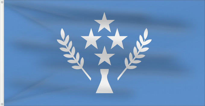 Bandera, con dos ojales metálicos y lado del asta reforzado: Kosrae State of Kosrae - Ratio 37 70 Description of the flag Kosrae state flag has a number of images L etat de Kosrae Staates Kosrae im Verhältnis 37 70 Beschreibung der Flagge Hellblau steht für den Pazifik