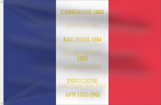 Bandera, con dos ojales metálicos y lado del asta reforzado: 5e régiment étranger d infanterie-drapeau 5e régiment étranger d’infanterie de l armée française