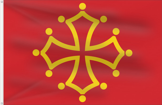 Flagge, mit zwei Metallösen und verstärktem Besatzband: Midi-Pyrénées