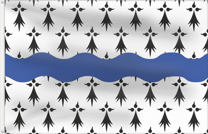 Flag, with two metal eyelets and reinforced hoist: Fr département Loire-Atlantique Loire-Atlantique Loira Atlántico Loira Atlantico Banniel departamant al Liger-Atlantel
