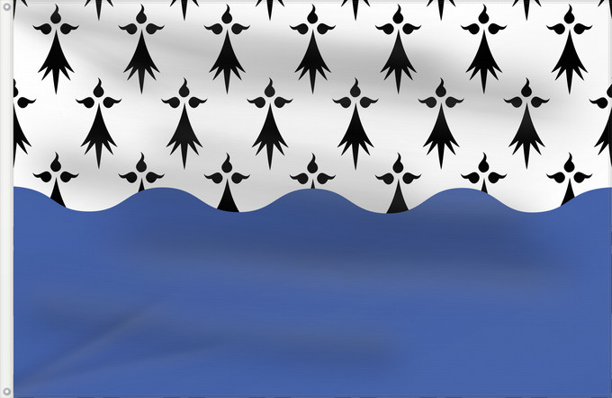 Drapeau, avec deux œillets métalliques et guindant renforcé : Fr département Morbihan Morbihan, Brittany, France Département du Morbihan, Bretagne, France Departamento de Morbihan, Bretaña, Francia Morbihan Banniel departamant ar Mor-Bihan