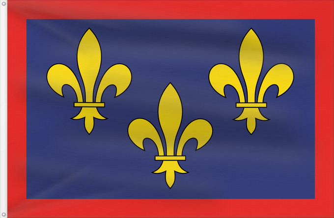 Bandera, con dos ojales metálicos y lado del asta reforzado: Anjou	Anjou in France	Région Anjou en France	D Anjou	Angiò	Banniel Anjev, e Frañs