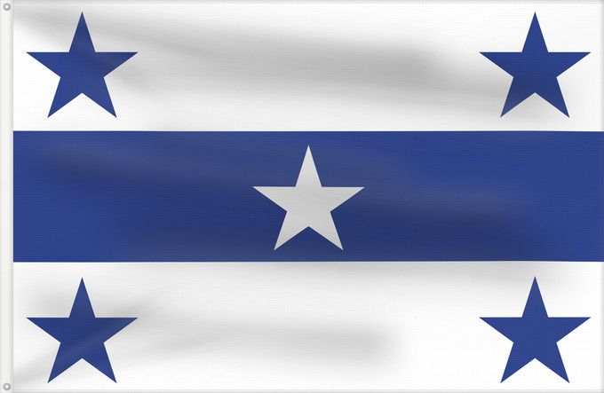 Flag, with two metal eyelets and reinforced hoist: Gambier Islands Gambier Islands, part a French Polynesia îles Gambier, blanc et bleu azur Islas Gambier Gambierinseln Isole Gambier Van de Frans Polynesische Gambiereilanden