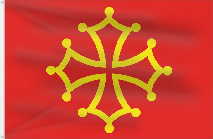Flag, with two metal eyelets and reinforced hoist: New Flag of Occitania Contemporary version of the flag as used by city halls and particulars all over Occitania