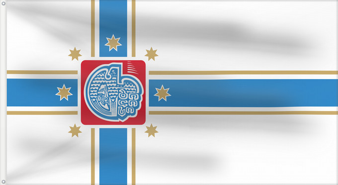 Drapeau, avec deux œillets métalliques et guindant renforcé : Tbilisi Tbilisi City Tbilissi Miasta Tbilisi თბილისის გერბი