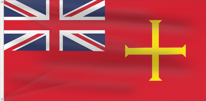 Flag, with two metal eyelets and reinforced hoist: Civil Ensign of Guernsey	Guernsey - Civil Ensign	Guernesey - Pavillon civil	Guernsey - Bandera civil	Guernsey - Zivilschiffsflagge	Guernsey - Insegna civile