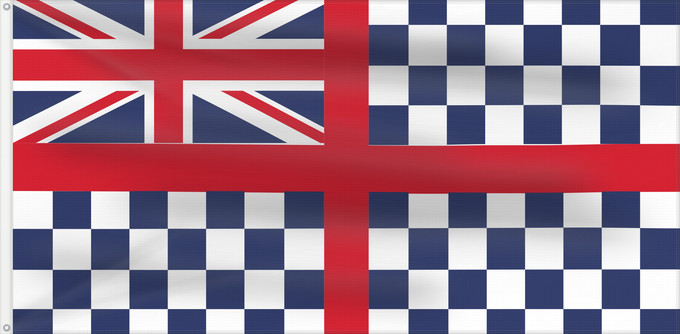 Flag, with two metal eyelets and reinforced hoist: Old Flag of Guernsey	Chequered flag of Guernsey  as of 1863
