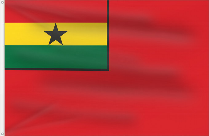 Drapeau, avec deux œillets métalliques et guindant renforcé : Civil Ensign of Ghana Ghana - Civil Ensign Ghana - Pavillon civil Ghana - Bandera civil Ghana - Zivilschiffsflagge Ghana - Bandiera civile