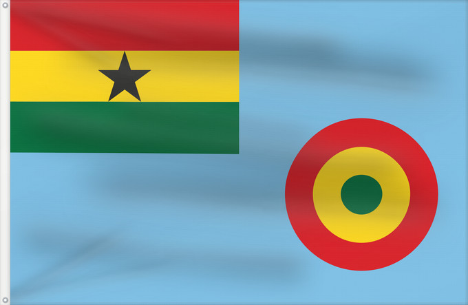 Flag, with two metal eyelets and reinforced hoist: Ensign of the Ghana Air Force