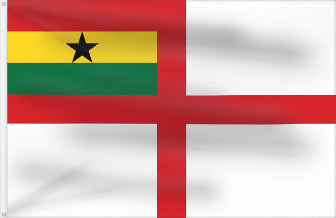 Flag, with two metal eyelets and reinforced hoist: Naval Ensign of Ghana