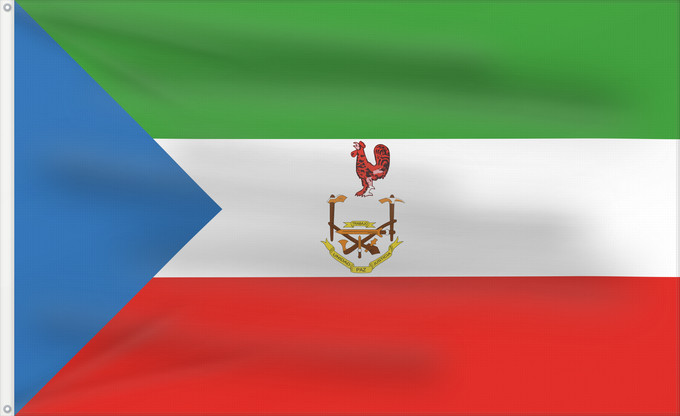 Bandera, con dos ojales metálicos y lado del asta reforzado: Equatorial Guinea 1973-1979	Guinée équatoriale 1978-1979	Guinea Ecuatorial 1978-1979	Guiné Equatorial 1978-1979