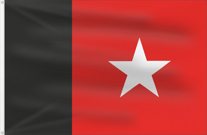 Drapeau, avec deux œillets métalliques et guindant renforcé : Republic of Independent Guyana  1887-1904	Republic of Independent Guyana between 1887 - 1904	République indépendante de Guyane  1887-1904	República Independiente de Guayana (1887-1904)	Republik Unabhängiges Guyana (1887-1904)	Repubblica Indipendente della