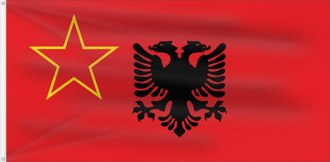 Flag, with two metal eyelets and reinforced hoist: SFR Yugoslav Albanian Minority Image by User R-41 of the flag of the Albanian Minority of Kosovo in the Socialist Federal Republic of Yugoslavia Minorité albanaise de la RSFS de Yougoslavie Minoría albanesa de la RFS de Yugoslavia Albanische Minderheit de