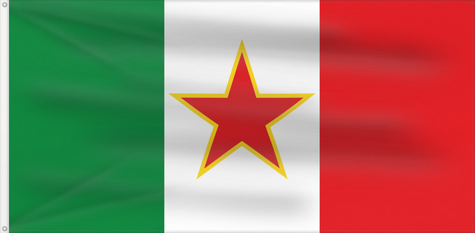 Flag, with two metal eyelets and reinforced hoist: SFR Yugoslav Italian Minority Image by User R-41 of the former Yugoslav Italian minority flag Minorité italienne yougoslave (ancienne) Minoría italiana yugoslava (anterior) Jugoslawische italienische Minderheit (ehemalig) Minoranza italiana jugoslava (ex)