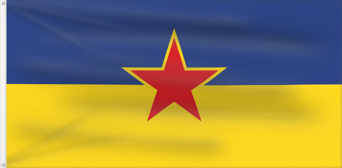Flag, with two metal eyelets and reinforced hoist: SFR Yugoslav Ruthenian and Ukrainian Minority Image by User R-41 of the former Yugoslav Ruthenian and Ukrainian minority flag Minorité Ruthène et Ukrainienne Yougoslave (ancienne) Minoría Rutena y Ucraniana Yugoslava (anterior) Jugoslawische Ruthenische u