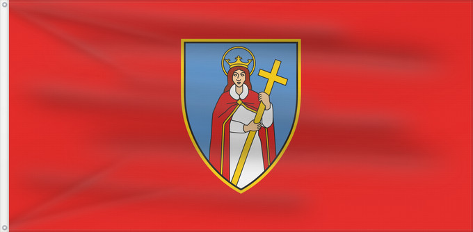 Bandera, con dos ojales metálicos y lado del asta reforzado: Kastva	Arms of the City of Kastav	Ville de Kastav	Ciudad de Kastav	Stadt Kastav	Della Città di Castua	Grada Kastva	Mesta Kastva