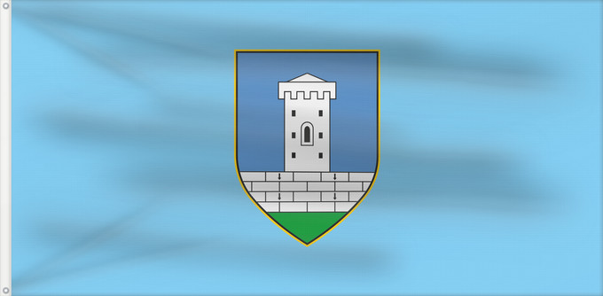Flag, with two metal eyelets and reinforced hoist: Tinjana Municipality of Tinjan Municipalité de Tinjan Municipio de Tinjan Gemeinde Tinjan Comune di Antignana Općine Tinjana Občine Tinjana