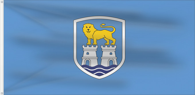 Drapeau, avec deux œillets métalliques et guindant renforcé : Umaga	City of Umag	Ville d'Umag	Ciudad de Umag	Stadt Umag	Della Città di Umago	Grada Umaga	Mesta Umaga