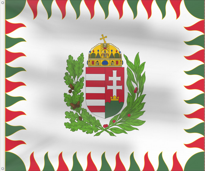 Bandera, con dos ojales metálicos y lado del asta reforzado: War Flag of Hungary	Colour for brigades	Oficiala milita armea flago de Hungario	1990 M
