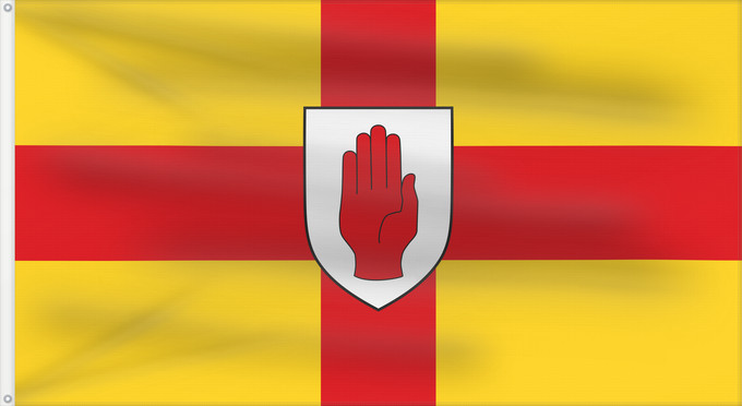 Drapeau, avec deux œillets métalliques et guindant renforcé : Ulster	Ulster  heraldic banner of traditional coat of arms of the province	Úlster 
