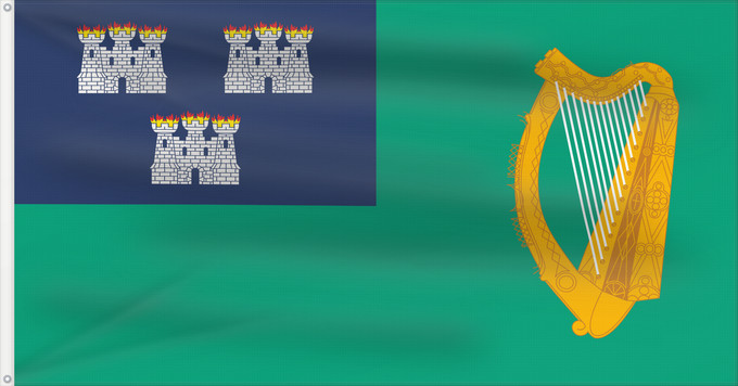 Drapeau, avec deux œillets métalliques et guindant renforcé : IRL Dublin	Dublin City, Ireland