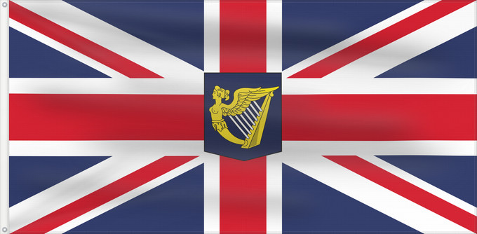 Flag, with two metal eyelets and reinforced hoist: Lord Lieutenant of Ireland Lord Lieutenant d'Irlande Lord Teniente de Irlanda Lord Lieutenant von Irland Lord Luogotenente d'Irlanda