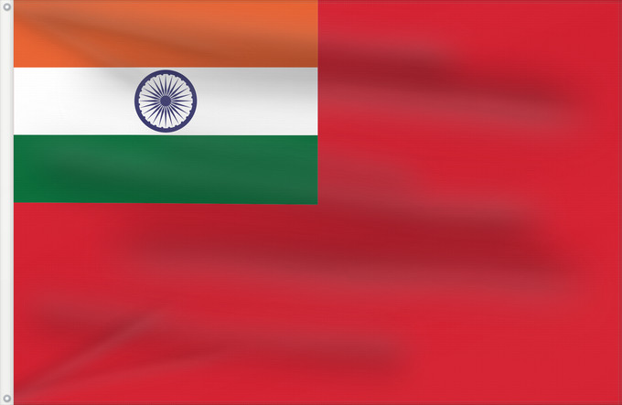 Flag, with two metal eyelets and reinforced hoist: Civil Ensign of India	India - Civil Ensign	Inde - Pavillon Civil	India - Pavellón Civil	Indien - Zivilschiffsflagge	India - Bandiera Civile