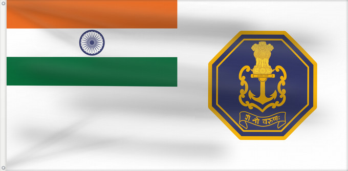 Flag, with two metal eyelets and reinforced hoist: Naval Ensign of India