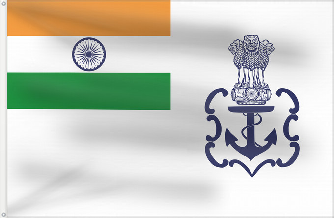 Flag, with two metal eyelets and reinforced hoist: Naval Ensign of India 2001 04