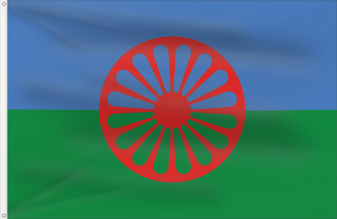 Drapeau, avec deux œillets métalliques et guindant renforcé : Romani people	Roms	Pueblo gitano	Roma	Rom	Romani people, made using these dimensions