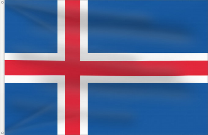 Drapeau, avec deux œillets métalliques et guindant renforcé : Iceland L Islande Islandia Island Islanda IJsland Islandii Сцяг Ісландыі আইসল্যান্ডের পতাকা Banniel Island Gwlad yr Iâ Islands Islando Islandi lipp Íslands Izland Íslenski fáninn Islandiae Islands flagg Det islandske flagget Þjóðfáni Íslands Флаг Исландии