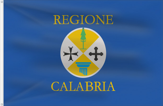Drapeau, avec deux œillets métalliques et guindant renforcé : Calabria Kalabrien Regione italiana Calabria Bannera di la riggiuni d Italia Calabbria