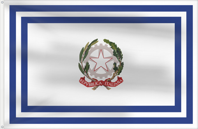 Flag, with two metal eyelets and reinforced hoist: Civil authority of Italy Italian civil authority Autorité civile de l'Italie Autoridad civil de Italia Zivilbehörde Italiens Distintivo delle autorità civili