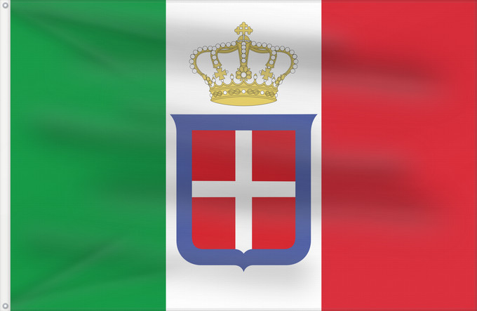 Flag, with two metal eyelets and reinforced hoist: Italy 1861-1946 crowned simplified It is easy to put a border around this flag image Italie (1861-1946) couronnée simplifiée Italia (1861-1946) coronada simplificada Italien (1861-1946) gekrönt vereinfacht Italia (1861-1946) coronata semplificata