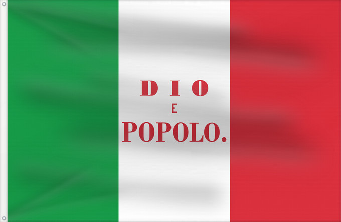 Flag, with two metal eyelets and reinforced hoist: Roman Republic  19th century	Roman Republic (19th century)	République romaine (XIXe siècle)	República Romana (siglo XIX)	Römische Republik (19. Jahrhundert)	Repubblica Romana (XIX secolo)