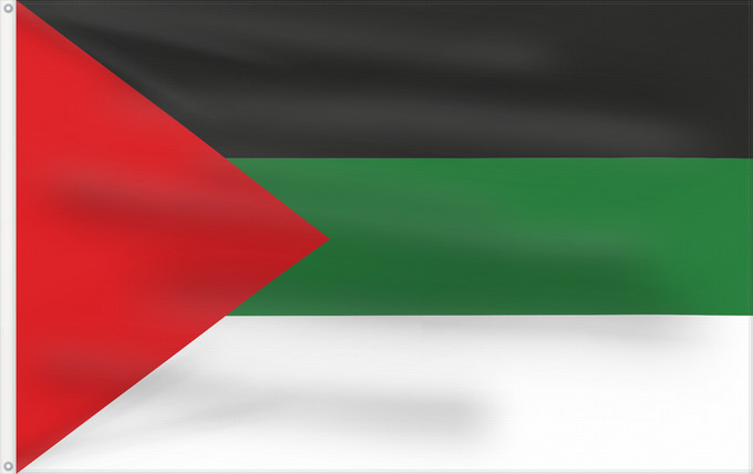 Bandera, con dos ojales metálicos y lado del asta reforzado: Arab revolution	Arab revolt of 1917  Hashemites	Révolte arabe (1917)	Revuelta Árabe (1917)	Arabischer Aufstand (1917)	Rivolta araba (1917)