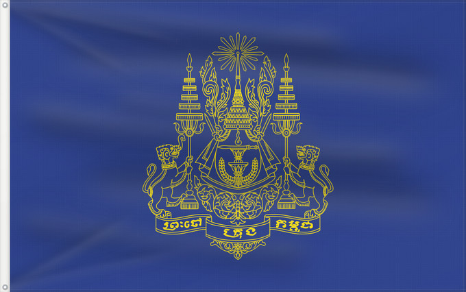 Drapeau, avec deux œillets métalliques et guindant renforcé : Royal Standard of the King of Cambodia	Royal Standard of the King of Cambodia (1993)	Étendard Royal du Roi du Cambodge (1993)	Estandarte Real del Rey de Camboya (1993)	Königsstandarte des Königs von Kambodscha (1993)	Stendardo Reale del Re di Cambogia (19