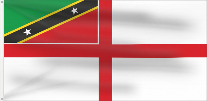 Drapeau, avec deux œillets métalliques et guindant renforcé : Naval Ensign of Saint Kitts and Nevis