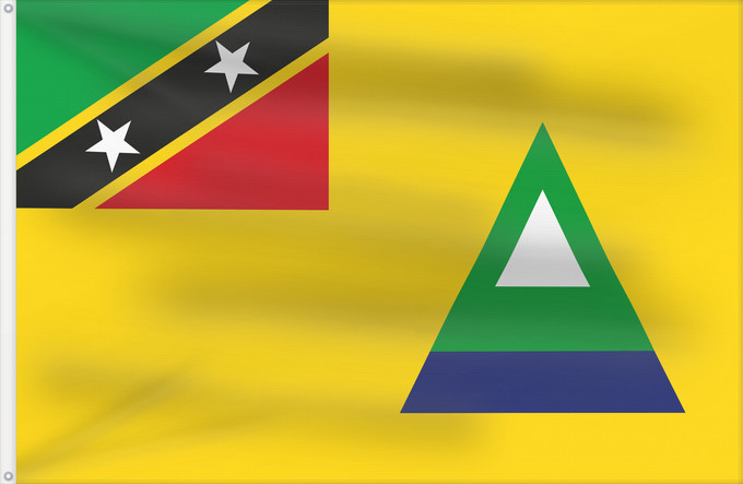 Bandera, con dos ojales metálicos y lado del asta reforzado: Nevis