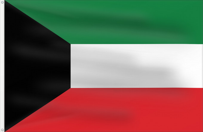 Flag, with two metal eyelets and reinforced hoist: Kuwait	Koweït	Kuwaitlabel QS Les